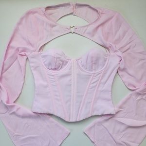 Meet Me Out Long Sleeve Bustier Baby Pink